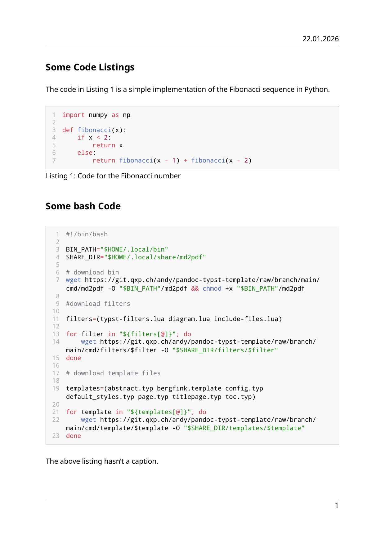 Code Listing
